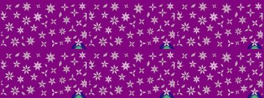 Çiçeksel çizim kalıbının yansıması. Vadinin çiçekleri mor renklerde.