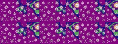 Mor renklerde. Raster illüstrasyonu. Mor renkte mor papatya deseni.