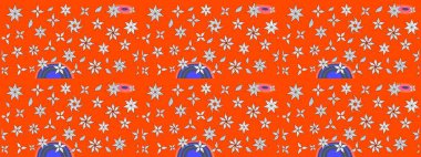 Çiçekli eskiz deseni. Suluboya çizimi. El çizimi. Turuncu renkte çiçekler.