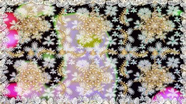 Tarafsız renklerde altın rengi ve altın elementler üzerinde altın pürüzsüz desen. Noel, kar tanesi, yeni yıl. Tarafsız renklerde, altın elementlerle kusursuz bağ dokusu.