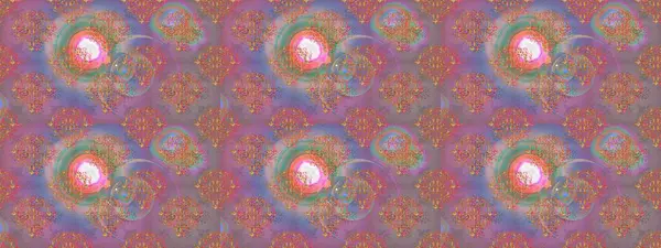 Renkli şal desenli, nötr, pembe ve menekşe çiçekli ve dekoratif elementli kusursuz desen. Kusursuz bir geçmişi var. Raster tasarımı. Kumaş, tekstil, duvar kağıdı baskısı için. Antika retro tarzı.