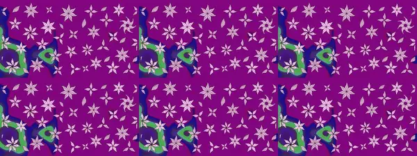 Hint süsü. Renkli süs kenarı. Çizim kalıbı. Mor renklerde. Raster illüstrasyonu. Çiçek duvar kağıdı.