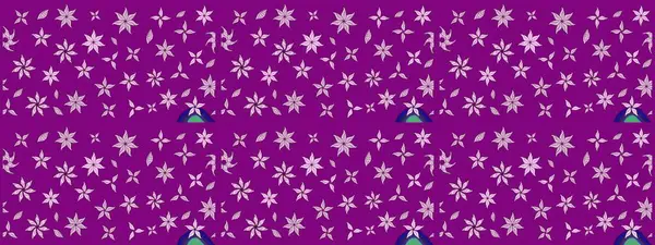 Çiçeksel çizim kalıbının yansıması. Vadinin çiçekleri mor renklerde.