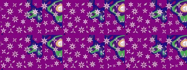 Mor renklerde. Raster illüstrasyonu. Mor renkte mor papatya deseni.