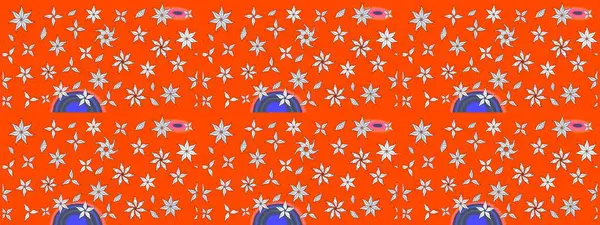 Çiçekli eskiz deseni. Suluboya çizimi. El çizimi. Turuncu renkte çiçekler.