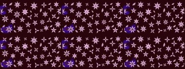 Raster illüstrasyonu. Kahverengi renkli güzel bir tekstil. Suluboya çiçekli çiçek deseni.