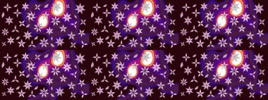 Raster deseni. Patlayan çiçekler soyut olarak yerleştirilmiş. Raster illüstrasyonu. Yumuşak, bahar çiçekleri kahverengi renklerde.