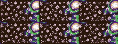 Raster illüstrasyonundaki çiçek desenli çizim. Raster illüstrasyonu. Kahverengi renklerde. Güzel kumaş deseni.