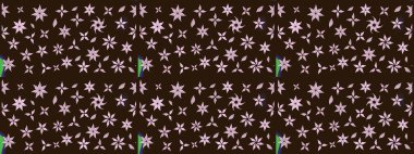 Raster illüstrasyonu. Tropik çiçek desenleri. Kahverengi renkte çiçekler.