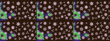 Renkli Bahar Teması eskiz kalıbı. Kahverengi renkli çiçekler. Düz Çiçek Elementleri Tasarımı. Raster illüstrasyonunda çiçek deseni çizimi.