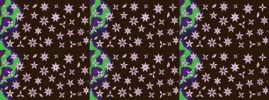 Varicolobrown Raster çizimi. Küçük çiçekteki sevimli çiçek deseni. Birçok kahverengi ve soyut çiçekli tropikal çizim deseni.