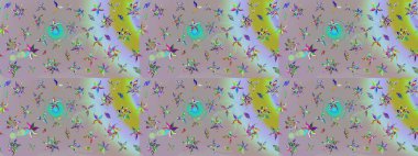 Elle çizilmiş çiçek desenli Raster çizimi. Tekstil, kumaş, ambalaj, hatıra defteri için hoş bir çiçek arkaplanı. Çocuksu tasarım. Tarafsız arkaplanda.