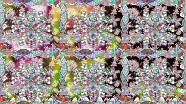 Raster illüstrasyon. Güzel doodles çiçekler ile Dikişsiz çiçek deseni. Küçük çiçek sevimli çiçek desen. Güzel kumaş deseni.