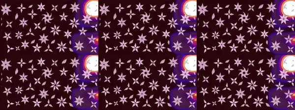 Raster illüstrasyonundaki çiçek desenli çizim. Kahverengi renkte çiçekler.