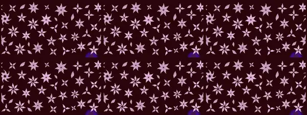 Şirin çiçekli eskiz deseni ve kahverengi renkli yapraklar, suluboya çiçek deseni, duvar kağıdı, kart veya kumaş için fayanslı. Raster illüstrasyonu.