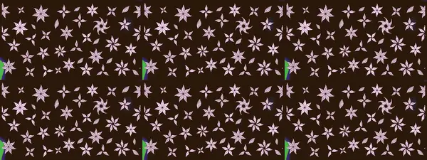 Raster illüstrasyonu. Tropik çiçek desenleri. Kahverengi renkte çiçekler.