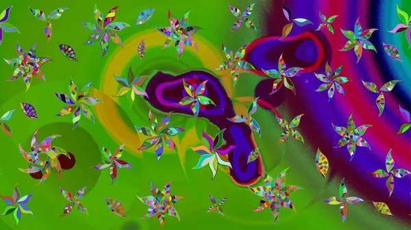 Düz Çiçek Elementleri Tasarımı. Raster güzel kumaş deseni çiziyor. Renkli Bahar Teması eskiz kalıbı. Çiçek deseni.