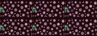 Raster illüstrasyonundaki çiçek desenli çizim. Kahverengi renkte çiçekler.