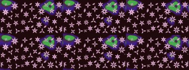 Raster düz çiçek çizim deseni. Kahverengi renkli çiçekler. Tasarım hediye paketi, tebrik kartları, posterler ve afiş tasarımı.