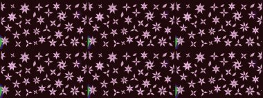 Raster illüstrasyonundaki çiçek desenli çizim. Suluboya tarzında kahverengi renkte çiçekler.