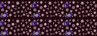 Kahverengi renkli çiçekler. Hediye ambalaj kağıdı, tebrik kartları, posterler ve pankart tasarımı. Raster düz çiçek çizim deseni.