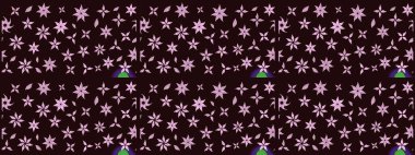 Raster illüstrasyonundaki çiçek desenli çizim. Kahverengi renkte çiçekler.