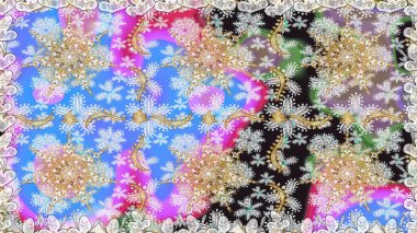 Çiçek desenli altın metal. Kusursuz altın desen. Raster altın çiçek süsü brokar kumaş ve cam desenli. Altın elementli nötr renkler.