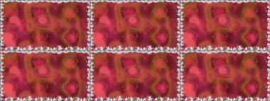 Düz Çiçek Elementleri Tasarımı. Kırmızı renkli şirin çiçek deseni. Renkli Bahar Temalı Kusursuz Arkaplan. Raster Modaya uygun kumaş deseni.