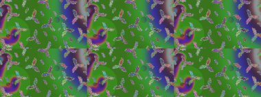 Farklı kar tanesi toplama rasterleri, yeşil, mavi ve mor renkte kış elementleri. Raster Noel soyut renkli arkaplan ve tatlı kar tanesi.