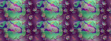 Sevimli çiçek raster deseni. Moda kumaş deseni. Yaz tema Dikişsiz desen arka plan rengi. Düz çiçek öğeleri tasarım.