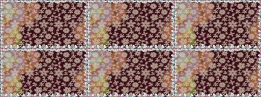 Kabile sanatı boho baskısı, klasik çiçek arkaplanı. Soyut etnik raster kusursuz desen. Arkaplan dokusu, duvar kağıdı, kahverengi renkli çiçek teması.