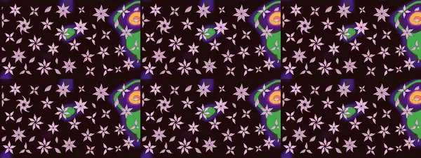 Şirin çiçekli, desenli, kahverengi renkli bir eskiz deseni. Tekstil için suluboya eskiz deseni. El çizimi çiçek çizimi deseni (fayans)).