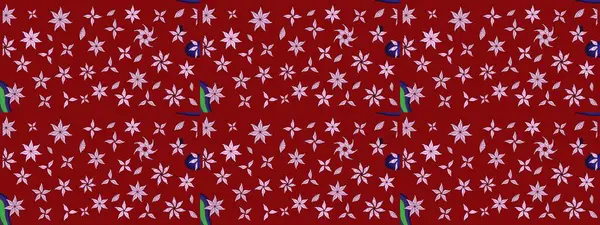 Şirin çiçekli, desenli, kırmızı renkli bir eskiz deseni. Tekstil için suluboya eskiz deseni. El çizimi çiçek çizimi deseni (fayans)).