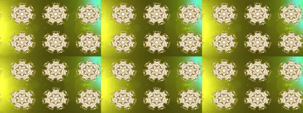 Different snowflake collection raster, winter elements on a golden colors. Raster christmas abstract colorful background with cute snowflake.