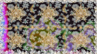 Antika altın tekrarlanabilir duvar kağıdı. Barok tarzında altın çiçek süsü. Gri renklerdeki altın element. Damask arkaplanı tekrarlayan kusursuz desen.