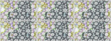 Kusursuz. Şirin çiçek elementleri. Raster illüstrasyonu. Gri renkli çiçekler.