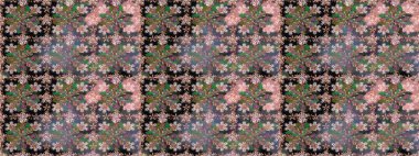 Tarafsız renklerde çiçekler. Çiçekli karalama şeklinde Raster çiçek deseni. Nazik, sevimli çiçek arkaplanı..