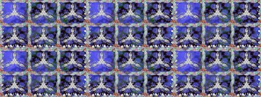 Mor renkler ve parlak çiçekler üzerinde soyut, pürüzsüz desen. Çiçeksel elementlerle süslenmiş zarif raster dokusu. Küçük çiçekte şirin bir çiçek deseni var..