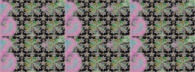 Raster illüstrasyonunda kusursuz çiçek deseni. Suluboya tarzında gri renkte çiçekler.