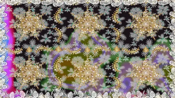 Antika altın tekrarlanabilir duvar kağıdı. Barok tarzında altın çiçek süsü. Gri renklerdeki altın element. Damask arkaplanı tekrarlayan kusursuz desen.