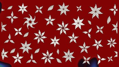 Çok renkli küçük çiçekler ve kırmızı renkli komik böcekler, raster desen, illüstrasyon.