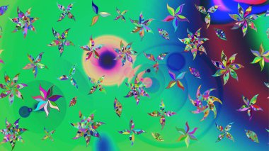 El çizimi çiçek çizimi deseni (fayans). Şirin çiçekli, desenli, yeşil renkli bir eskiz deseni. Tekstil için suluboya çizim deseni.