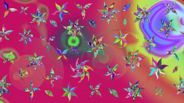 Çizim çiçek deseni duvar kâğıdı olarak kullanılabilir. Mor renkte çiçekler. Raster illüstrasyonu.