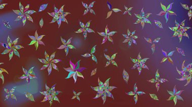 Çiçekli karalama şeklinde Raster çiçek deseni. Nazik, narin çiçek arkaplanı. Kahverengi renkte çiçekler.