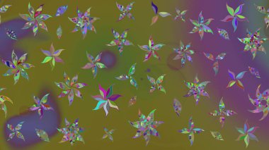 Küçük çiçekteki sevimli çiçek deseni. Raster deseni. Kahverengi renkte yaz çiçekleri. Raster illüstrasyonu.