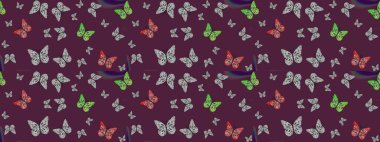 Karala, karala, karala. Raster. Duvar kağıtları, giysiler, erkekler ve kızlar için soyut çizim kalıbı. Kelebek deseni.