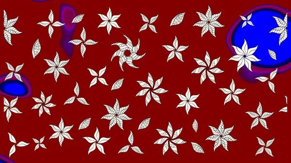 Küçük çiçekli yay deseni çiz. Raster illüstrasyonu. Suluboya stilinde kırmızı renkler üzerine.