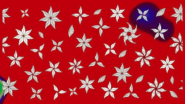 Raster illüstrasyonundaki çiçek desenli çizim. Kırmızı renkte çiçekler.