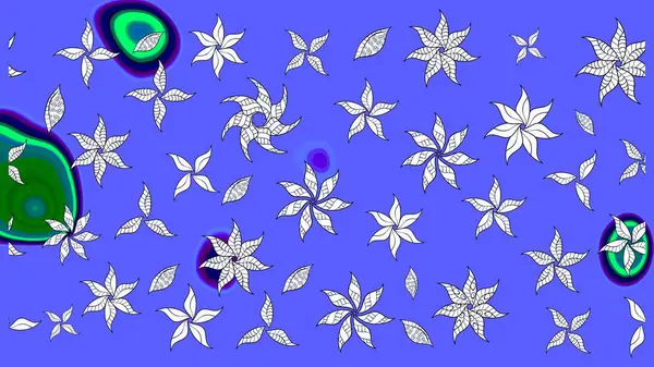 Çiçekli bahar çiçekleri. Küçük çiçekte güzel bir desen. Küçük renkli çiçekler. Moda baskıları için zarif bir şablon. Motley illüstrasyonu. Çizim.