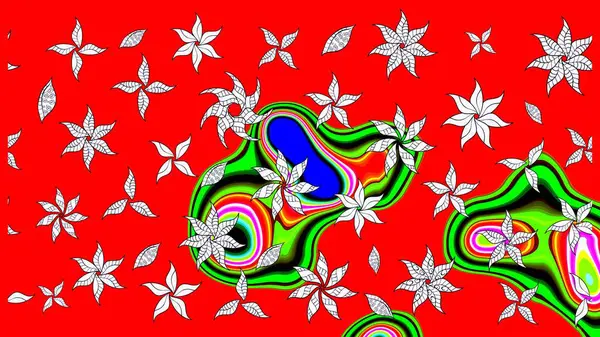 Taslak dekoratif arka plan, çiçek mandala. Çiçek. Raster illüstrasyonu. Kırmızı renklerde.